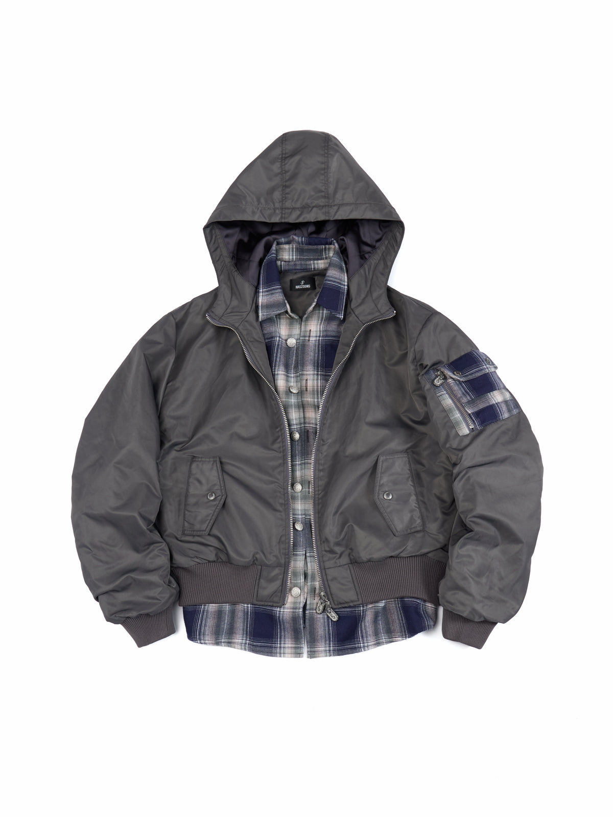 HAS2SONS 26FW Patch Badge Plaid Bomber Puffer Jacke 137