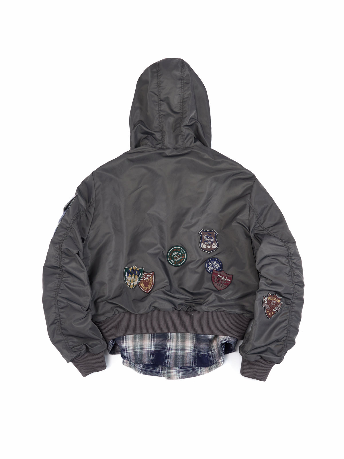 HAS2SONS 26FW Patch Badge Plaid Bomber Puffer Jacke 137