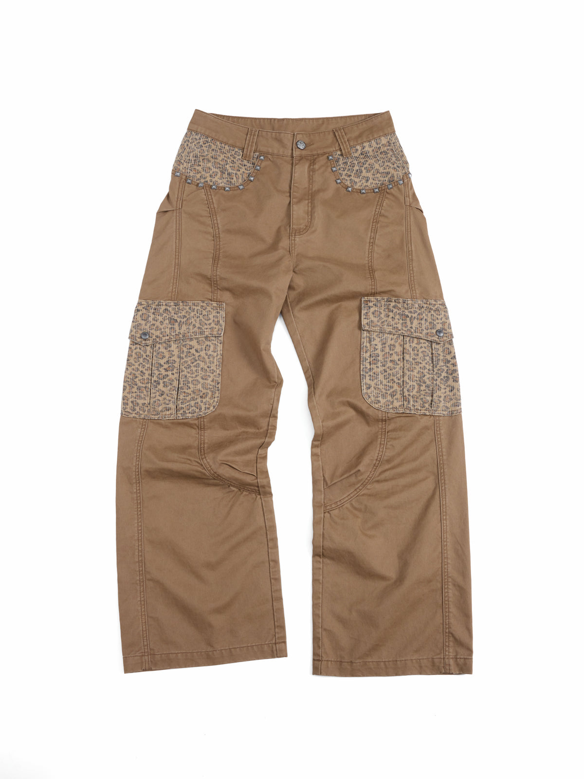 HAS2SONS 26FW Khaki Leopard Studded Barrel Pants 132