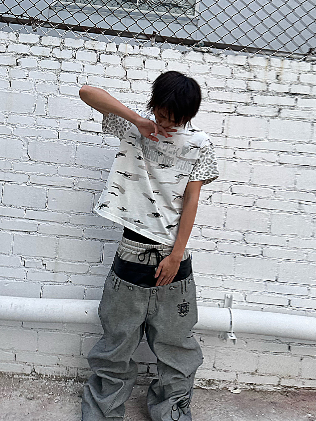 HAS2SONS Intoxicating Camo Vintage Camo Print Spliced Loose Streetwear Tee 088