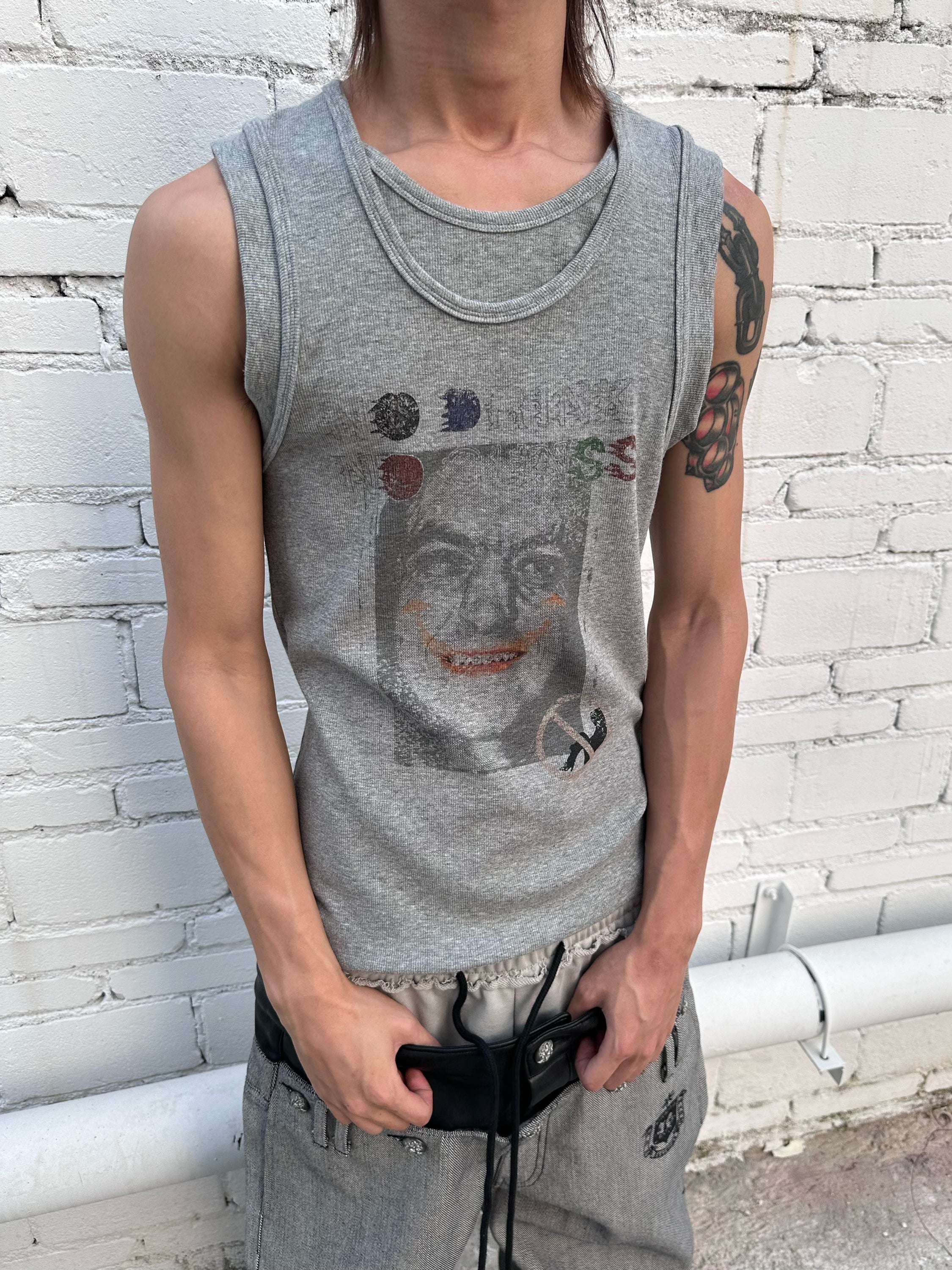 HAS2SONS 「good/bad drunk」Dual Personality Print High Stretch Slim Tank Top 094