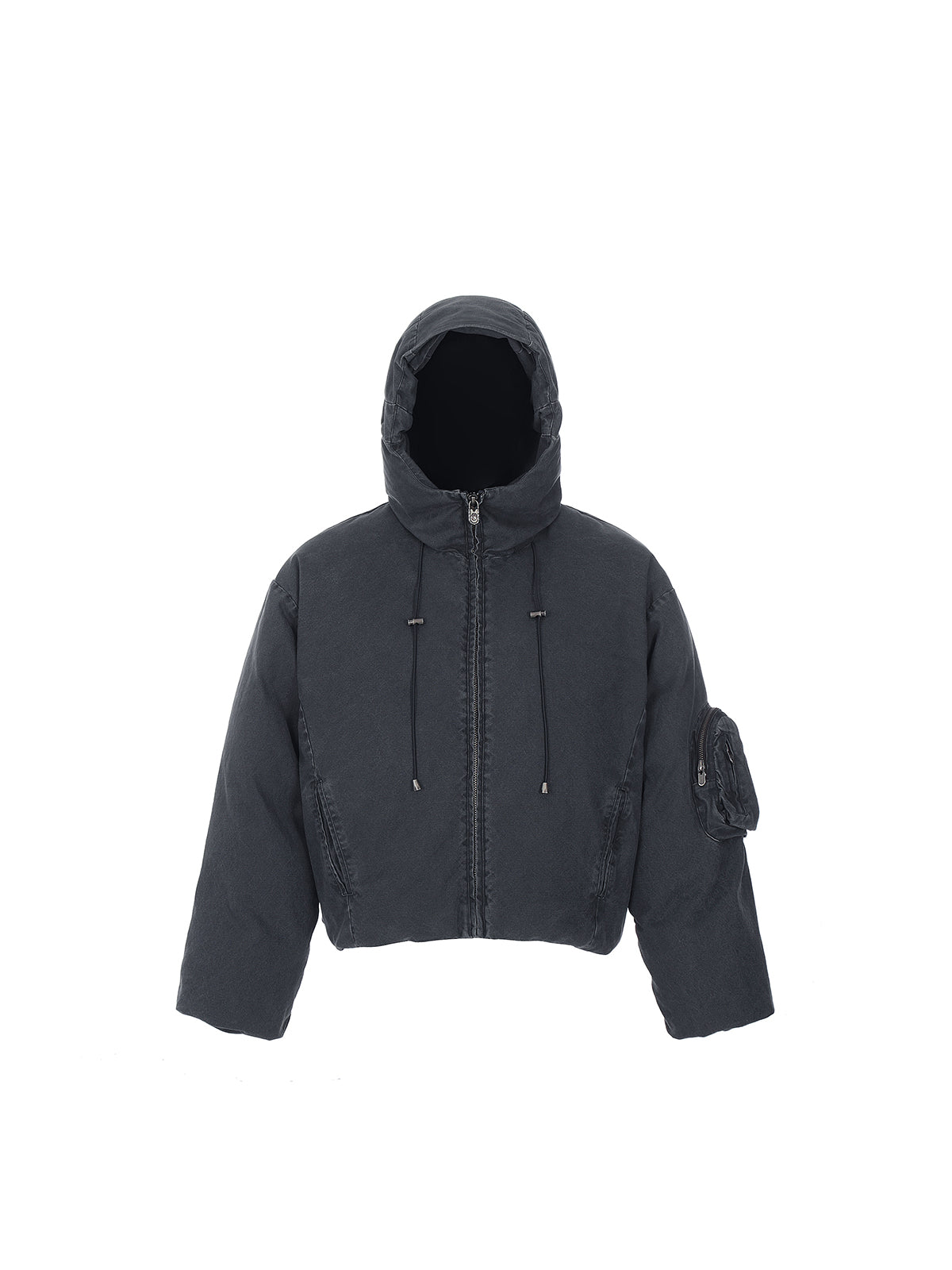 ガソリンブルーのフード付きコットンジャケット、ブレッドジャケット、パールキャンバス、洗濯済み、中古品