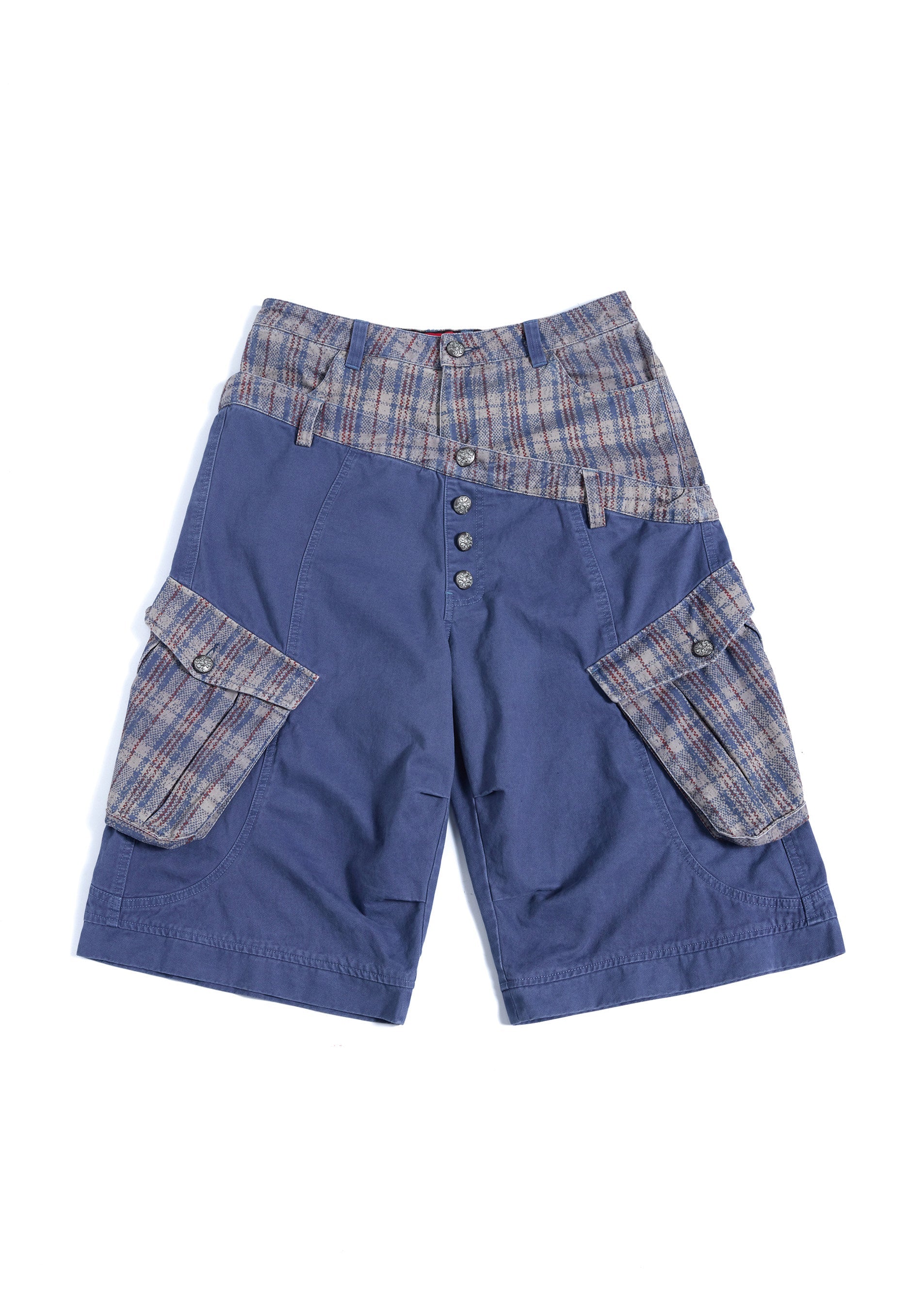 HAS2SONS 26FW Patchwork Dual‑Waist Street Cropped Pants 107