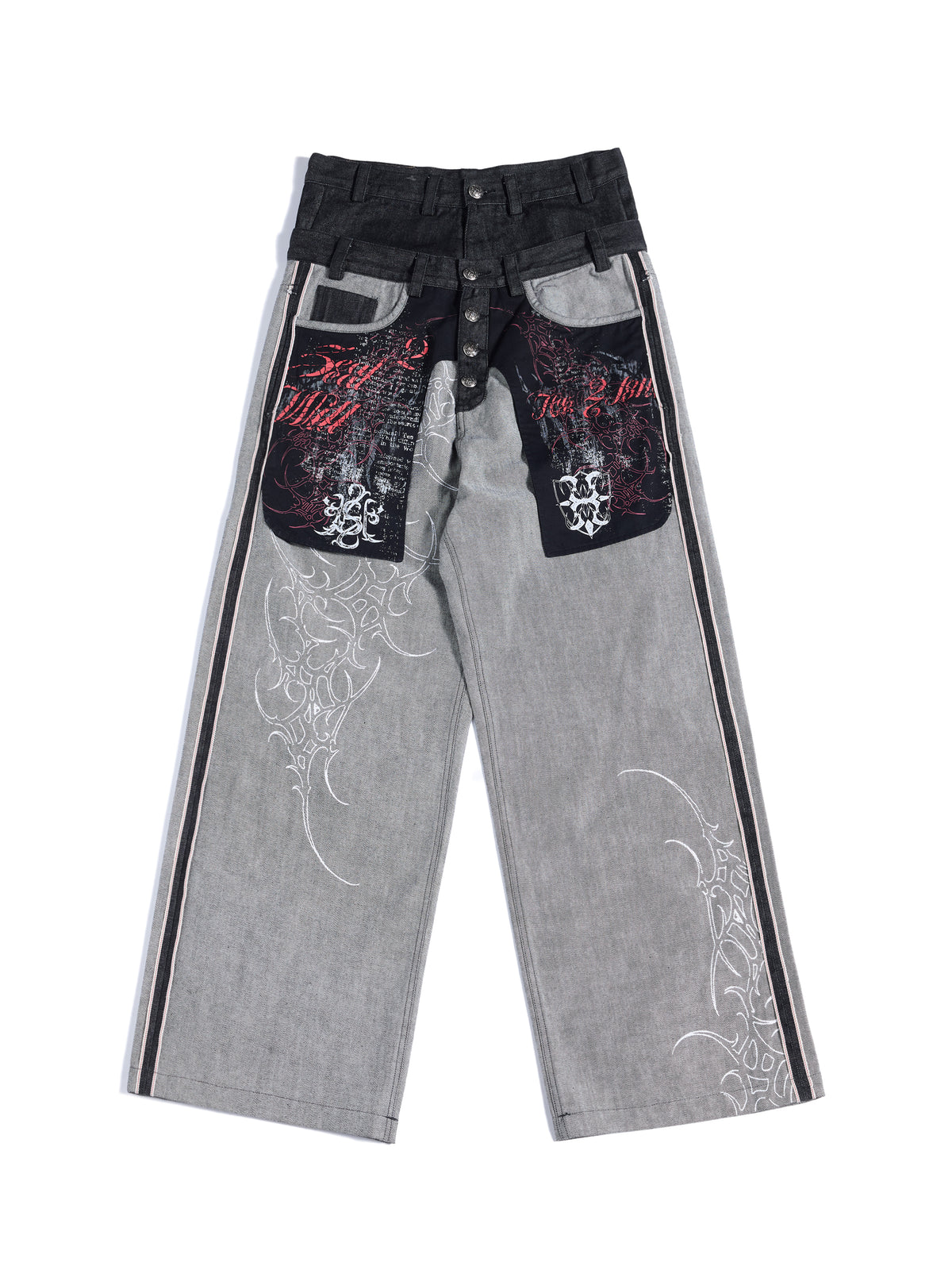 HAS2SONS Reverse Dual Waist Raw Jeans 083