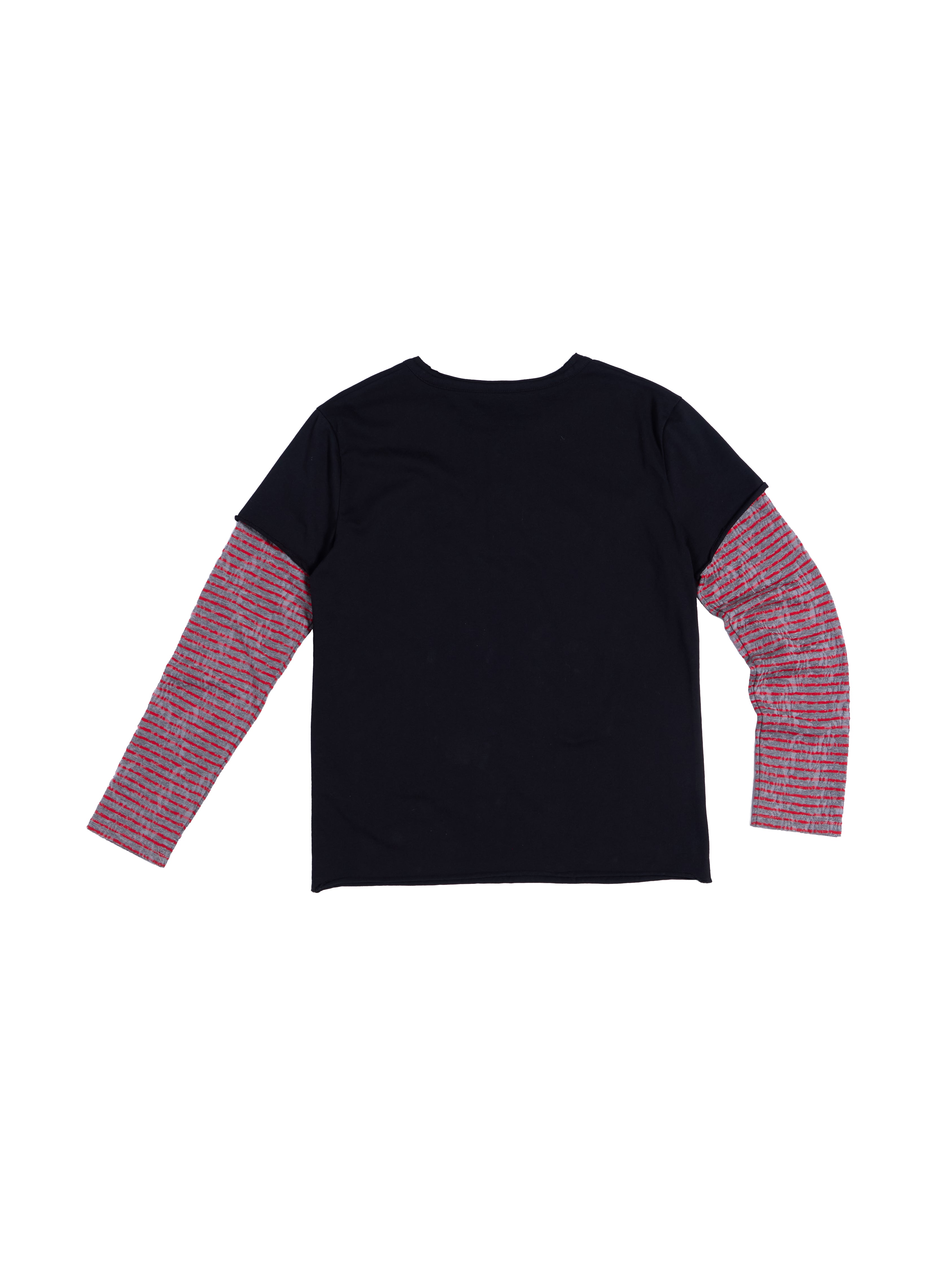 HAS2SONS 26SS Fake Two-Piece Henley Neck Digital Print Unisex Cotton Tee 085