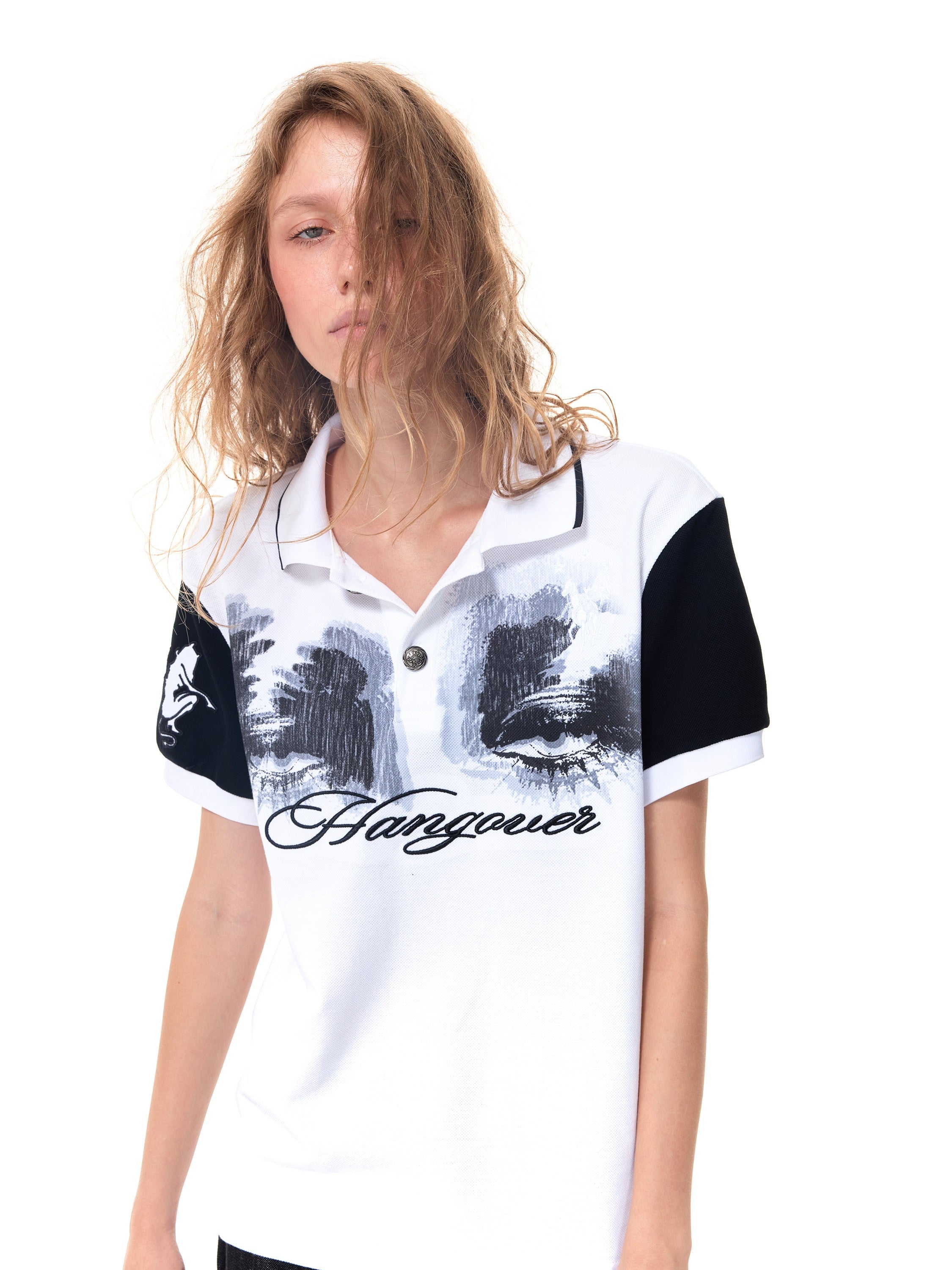 HAS2SONS Eye Print White Contrast Polo 077