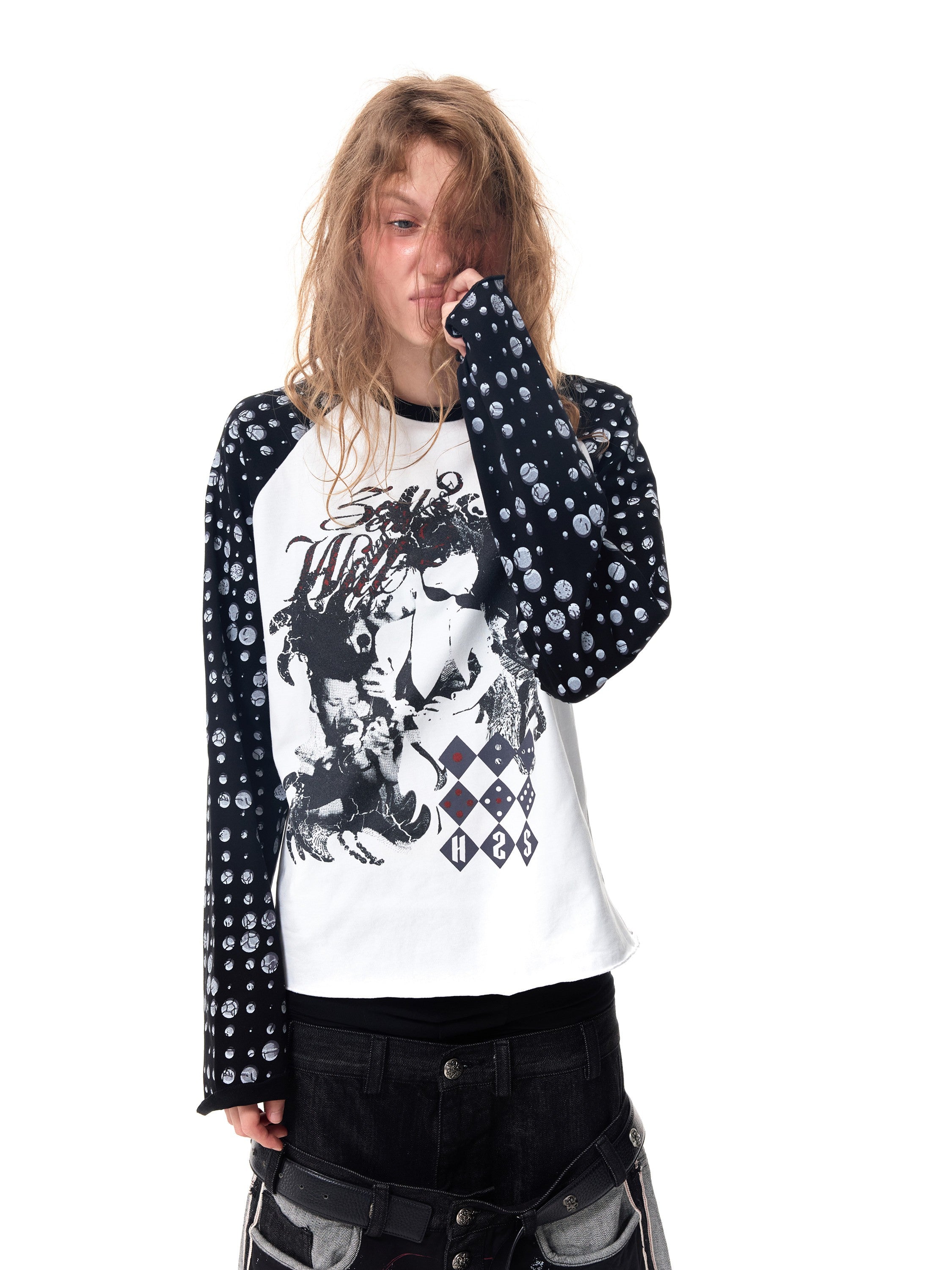 HAS2SONS Ghost Dot Colorblock LS Tee 084