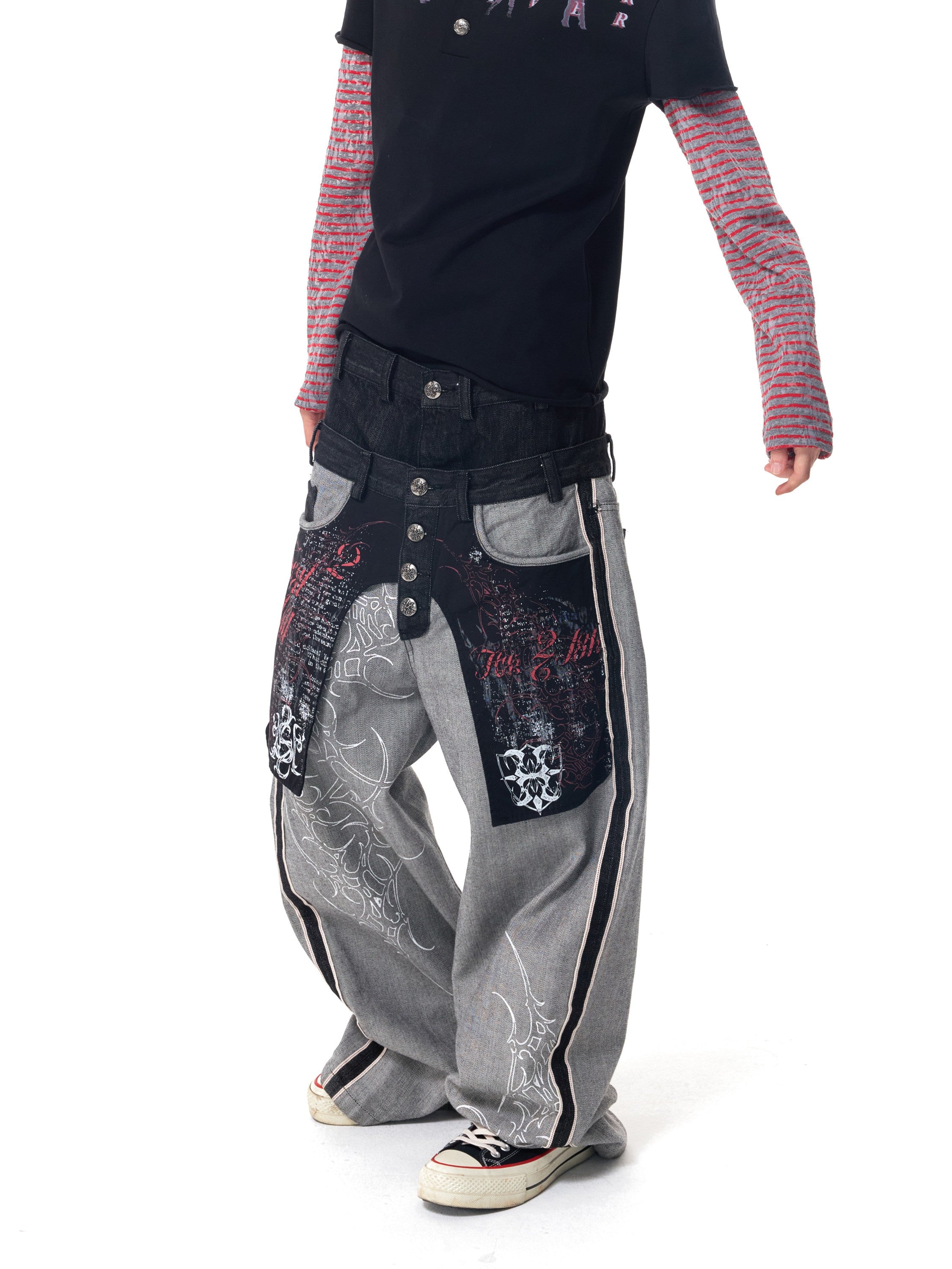 HAS2SONS Reverse Dual Waist Raw Jeans 083