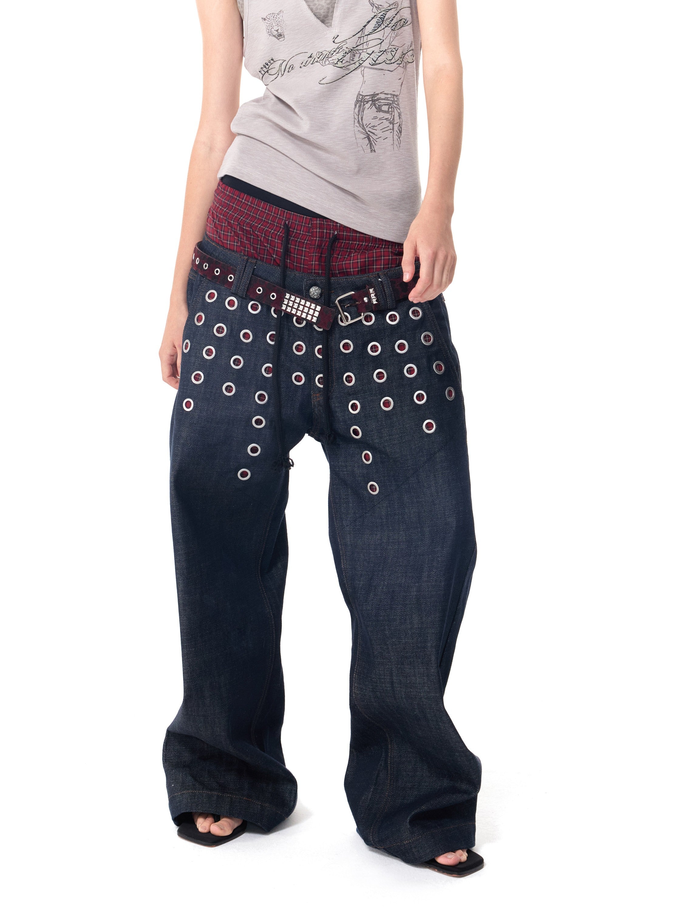 HAS2SONS Eyelet Dual Waist Raw Jeans 087