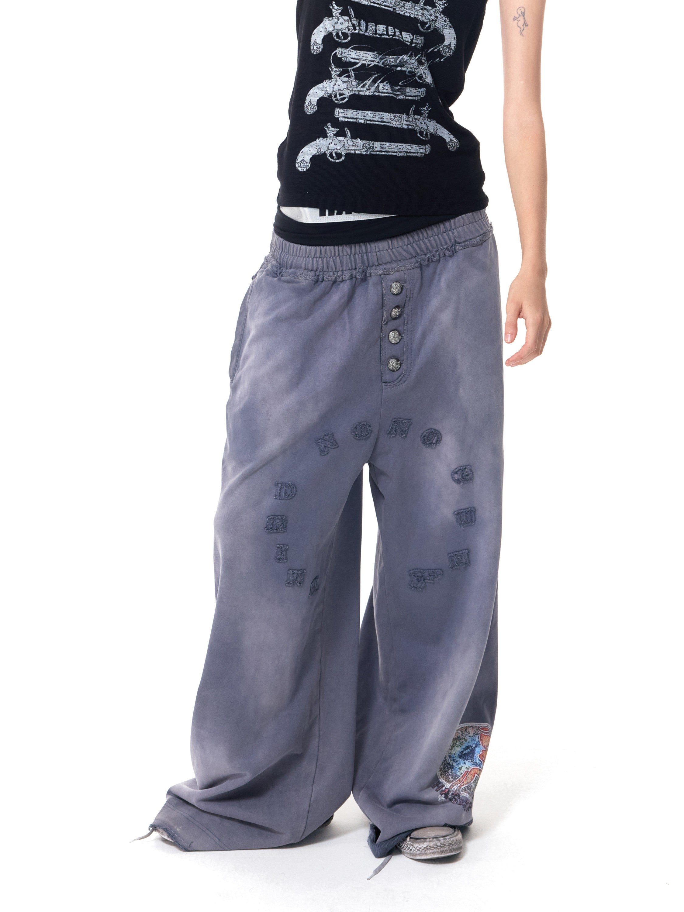 HAS2SONS Purple Pinup Raw Hem Carpenter Pants 101
