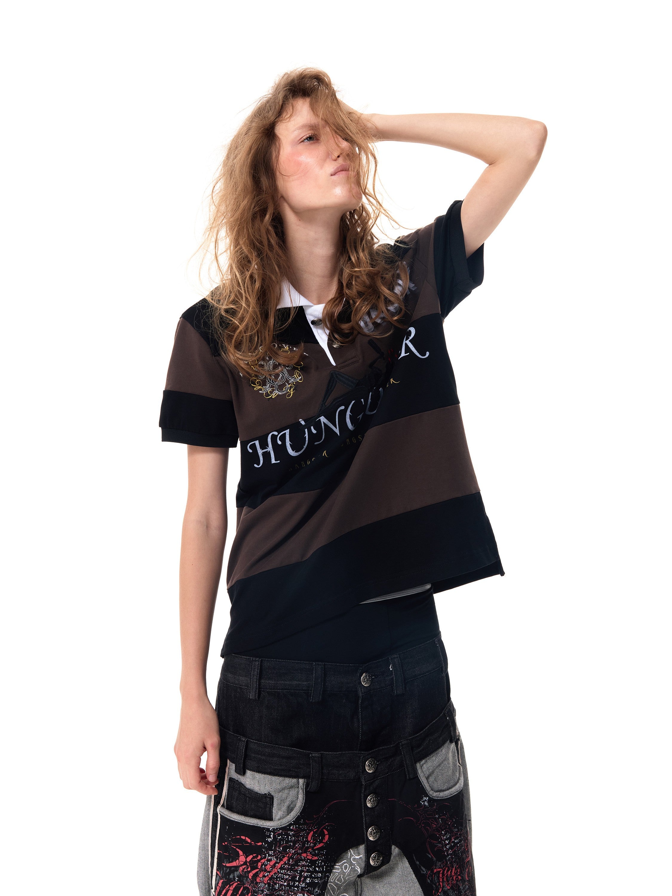 HAS2SONS Girl Embroidery Stripe Polo 080