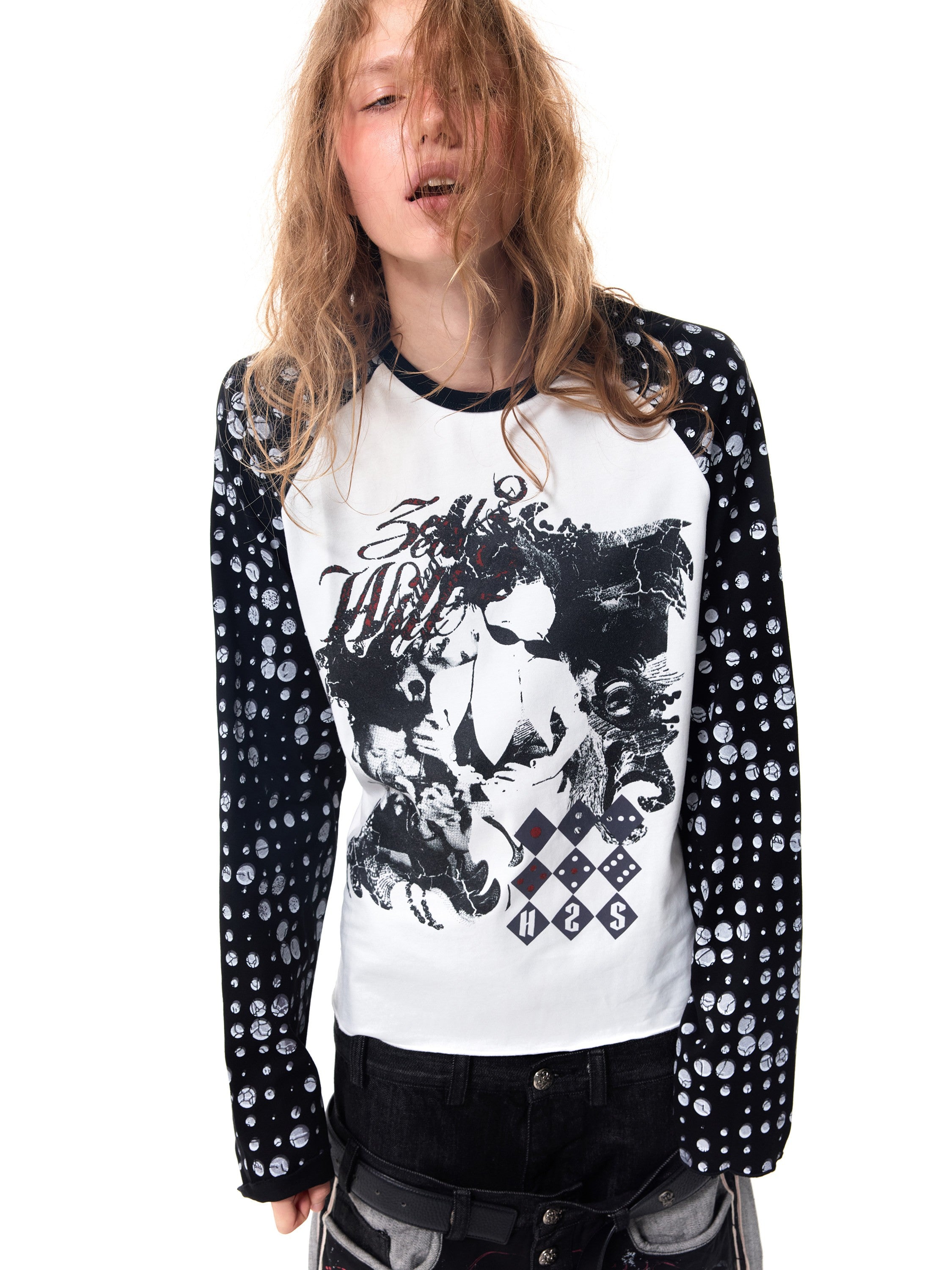 HAS2SONS Ghost Dot Colorblock LS Tee 084