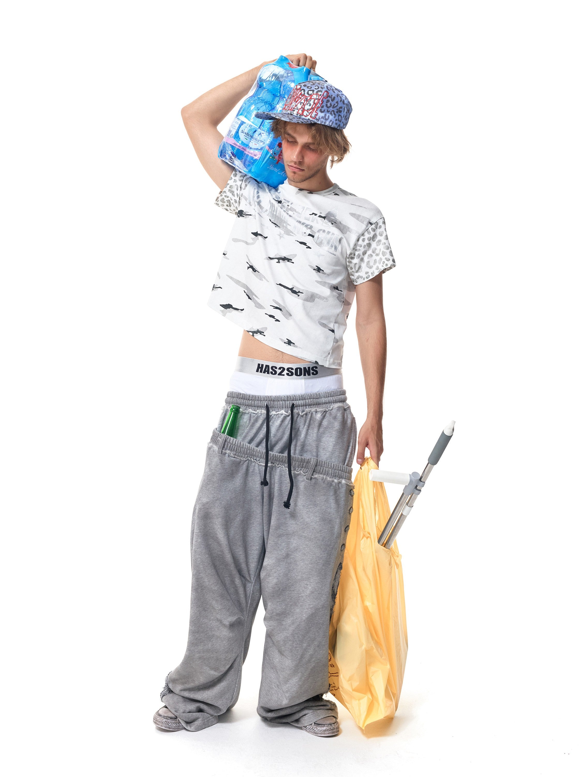 HAS2SONS Camo Spliced Loose Tee 088