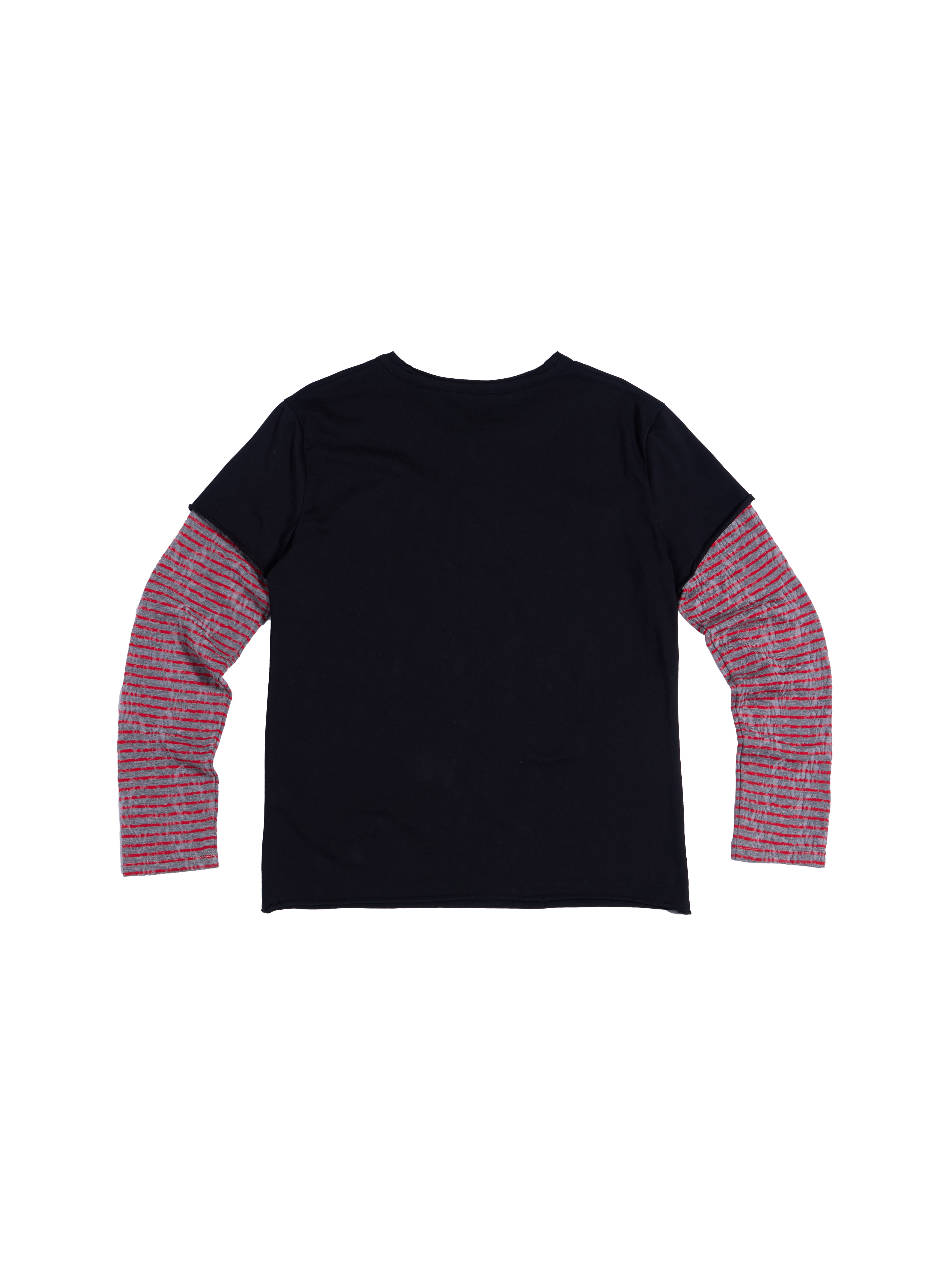 HAS2SONS 26SS Fake Two-Piece Henley Neck Digital Print Unisex Cotton Tee 085