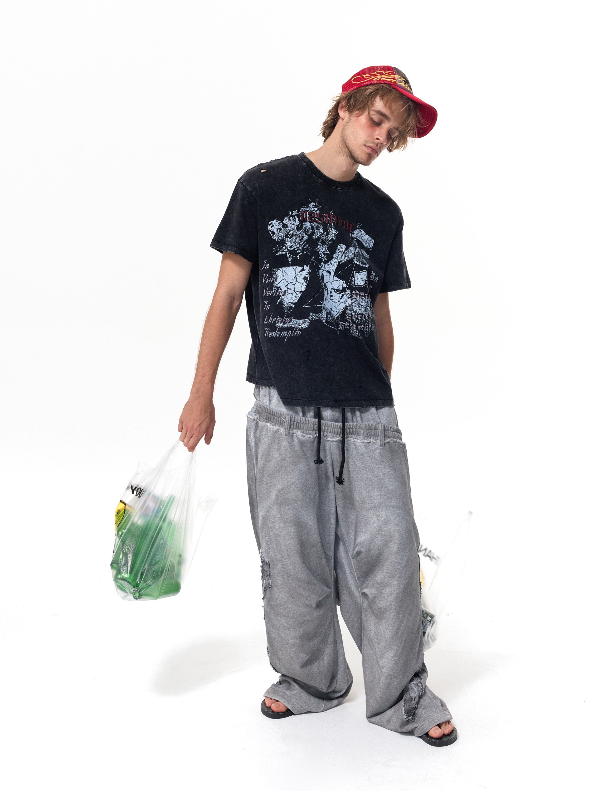 HAS2SONS Conflict Washed Distressed Crew Tee