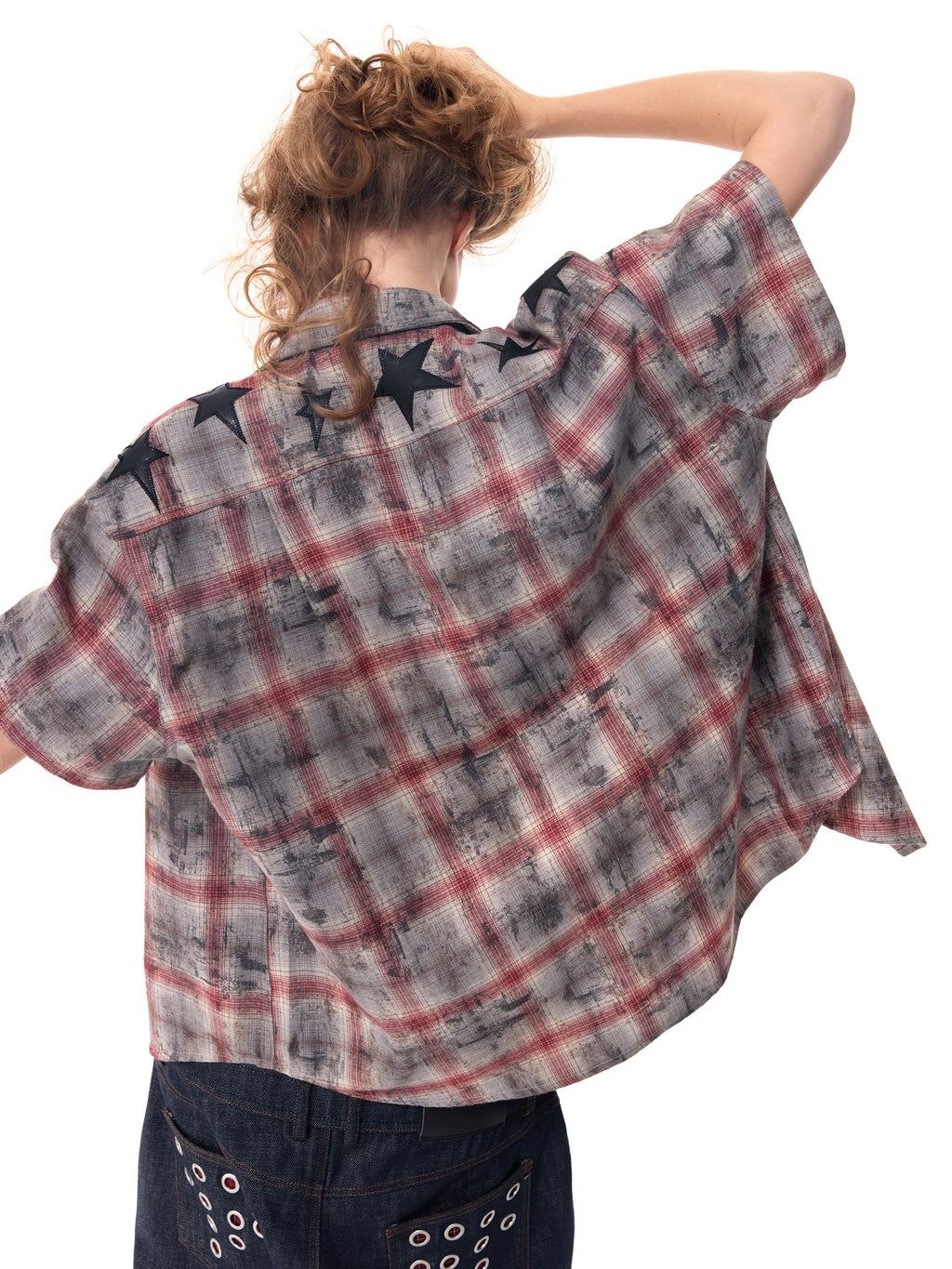 HAS2SONS Red Plaid Star Boxy Shirt 089