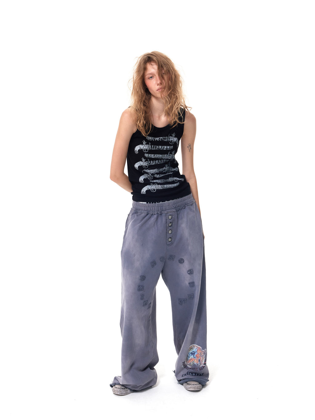 HAS2SONS Purple Pinup Raw Hem Carpenter Pants 101
