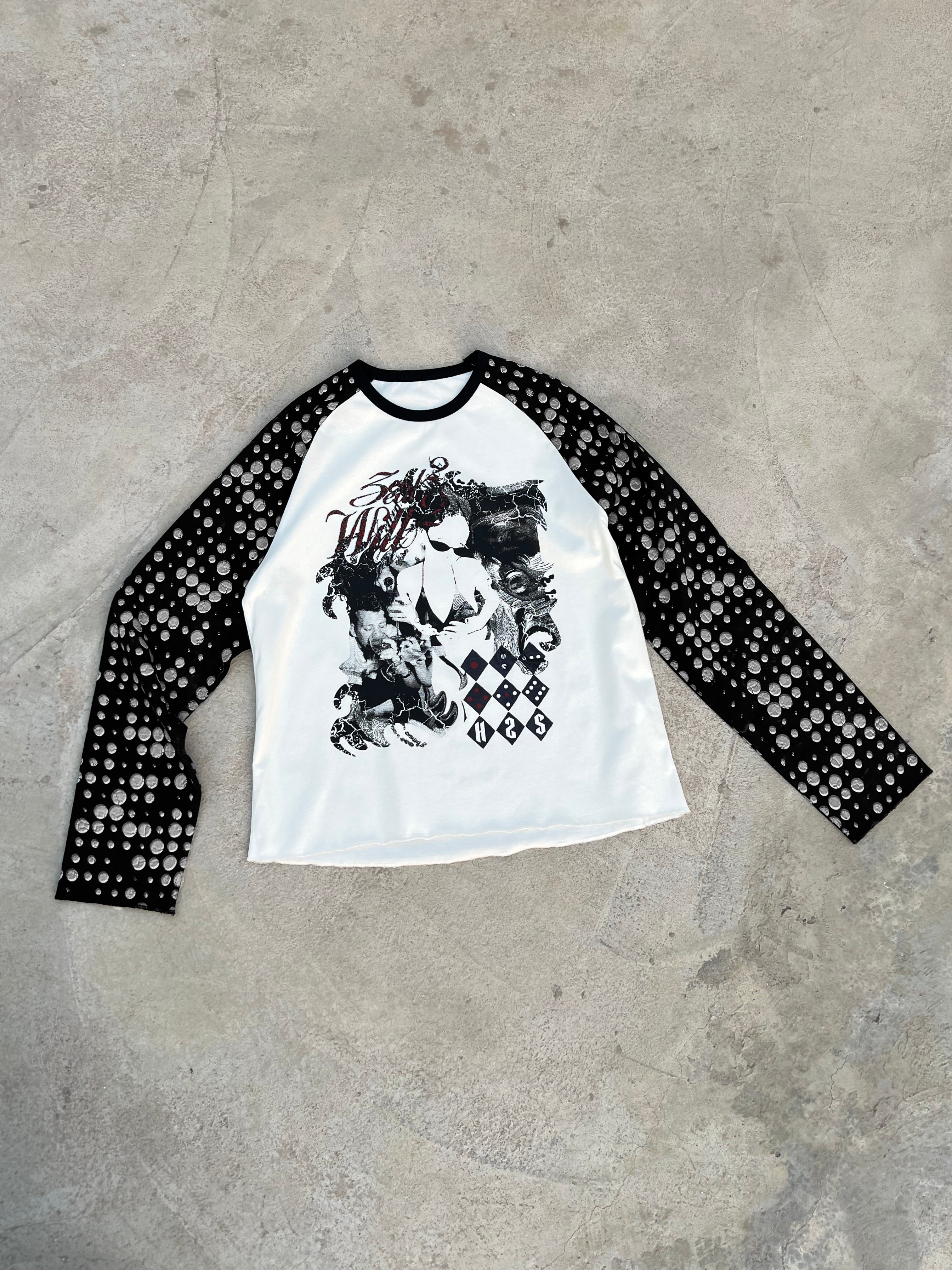 HAS2SONS 26SS "Hazy" Ghost Polka Dot Raglan Color Block Long Sleeve Crew Tee 084