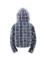 HAS2SONS Thick Blue Grid Lamb Wool Jacket Winter