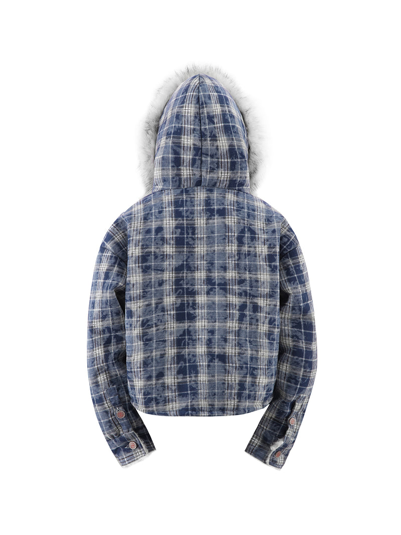 HAS2SONS Thick Blue Grid Lamb Wool Jacket Winter