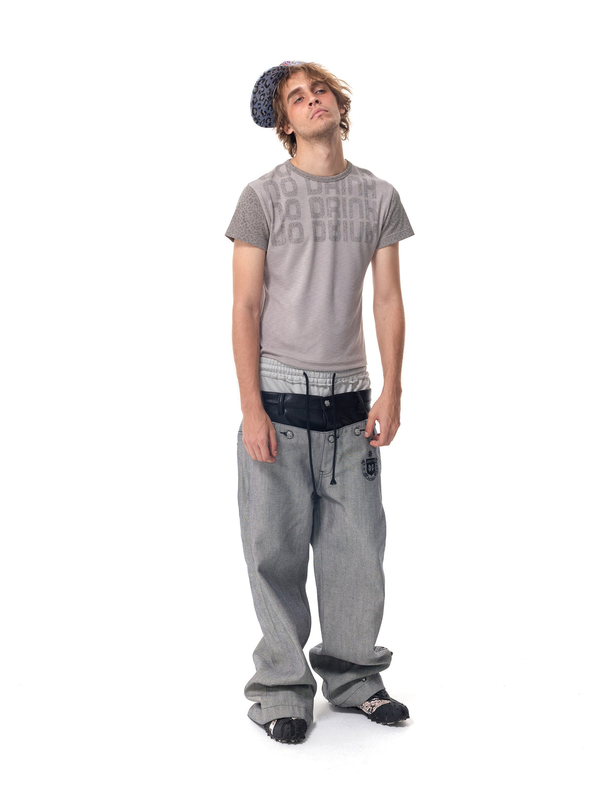 HAS2SONS Double Waist Rivet Spliced Jeans 086