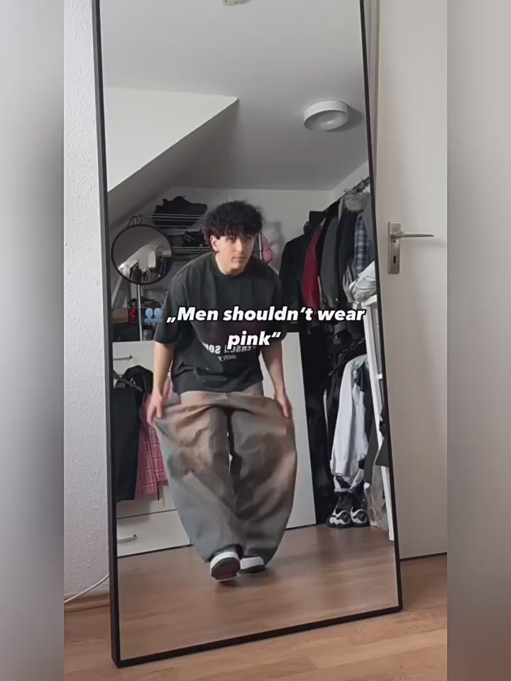 HAS2SONS Original Beef Splicing Pink Grid Bent Knife Jeans